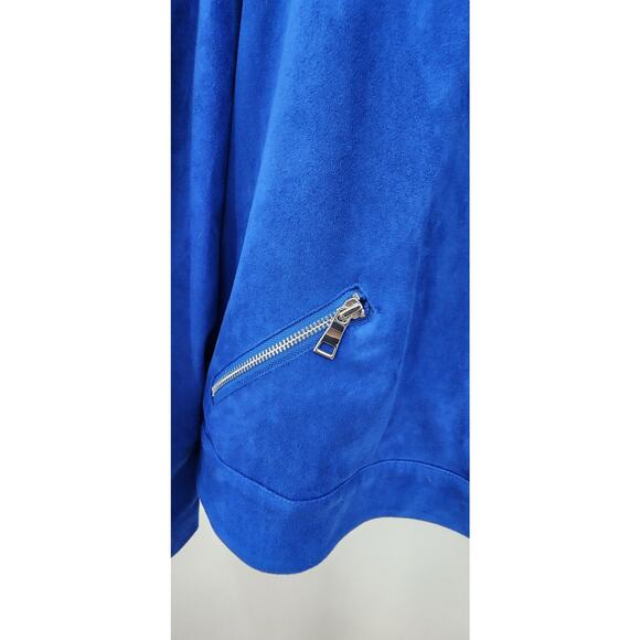 Chico's Faux Suede Blue Moto Style Jacket Size 3 Petite XL 16 - Picture 6 of 9